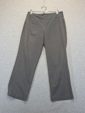 Roz & Ali Petite 8 Gray Straight Leg Career Dress Pants Stretch Office Slacks
